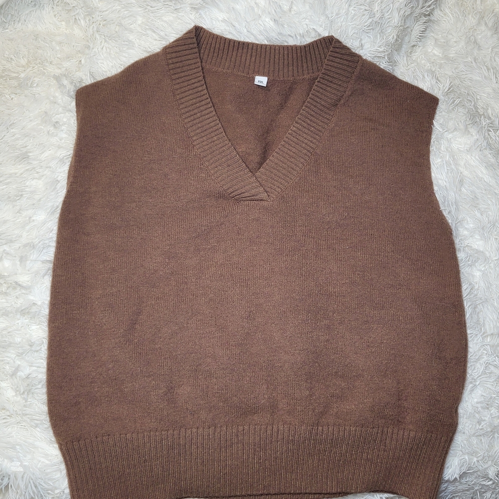 Brown V-Neck Sweater Vest
